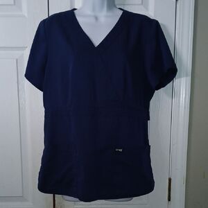 Grey's Anatomy by barco navy blue short sleeve scrub top Sz M